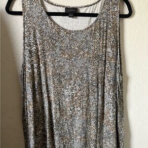 J. Jill Neutral Speckle Print Sleeveless Tank Top - Brown & White